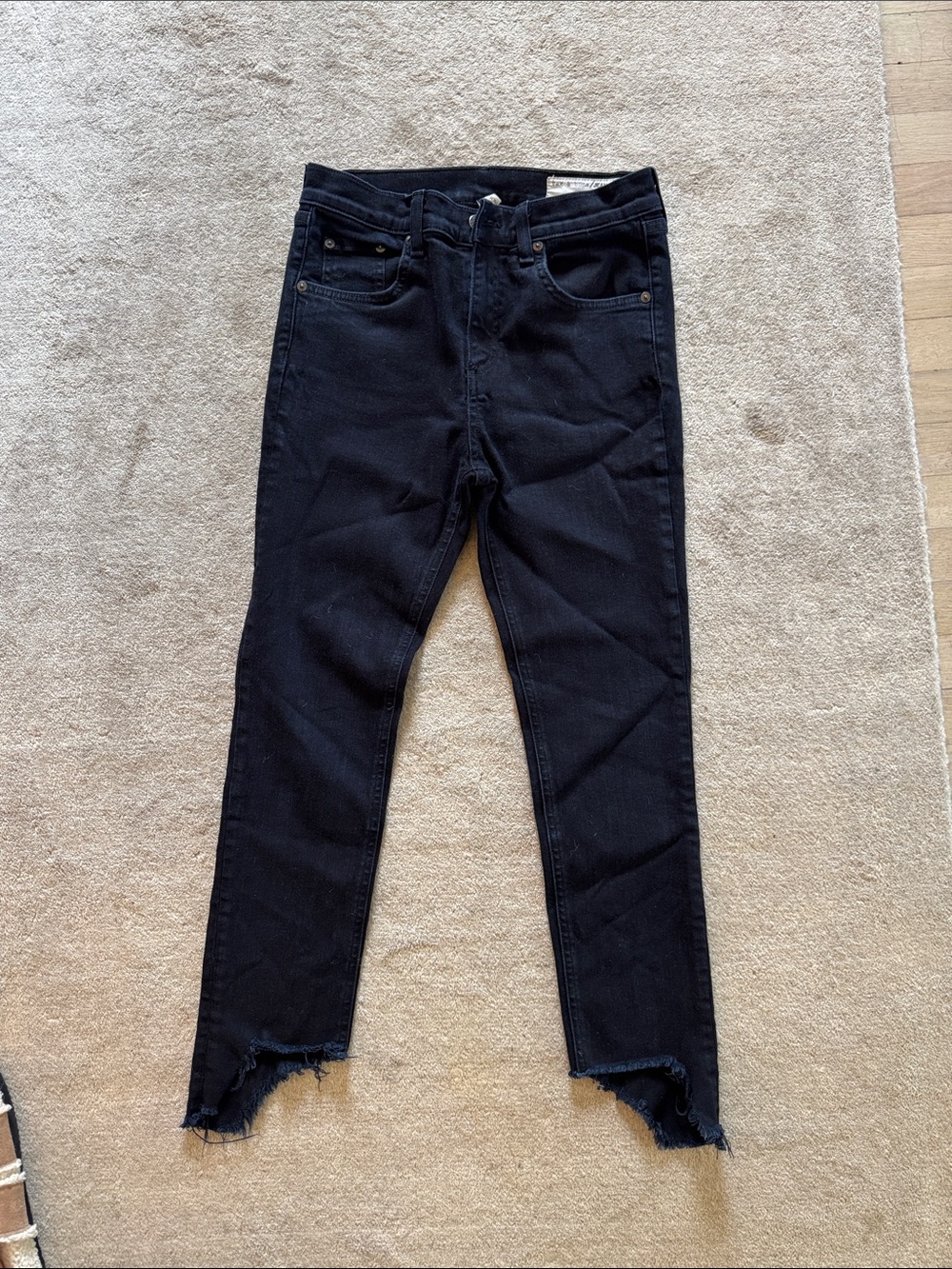 rag & bone Black Skinny Jeans with Raw Hem